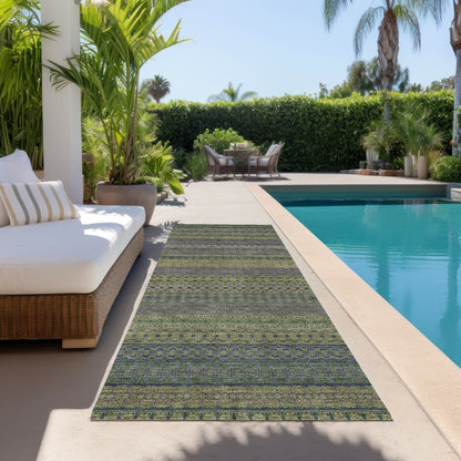 Machine Washable Indoor/ Outdoor Moroccan Stripes Chantille Rug