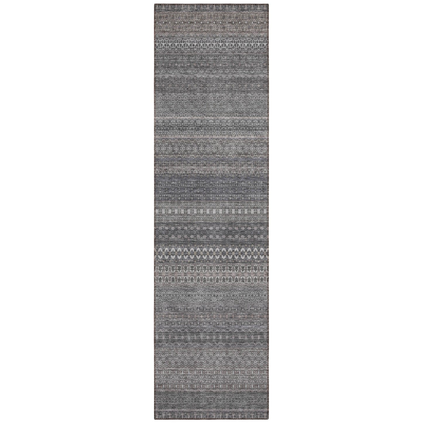 Machine Washable Indoor/ Outdoor Moroccan Stripes Chantille Rug