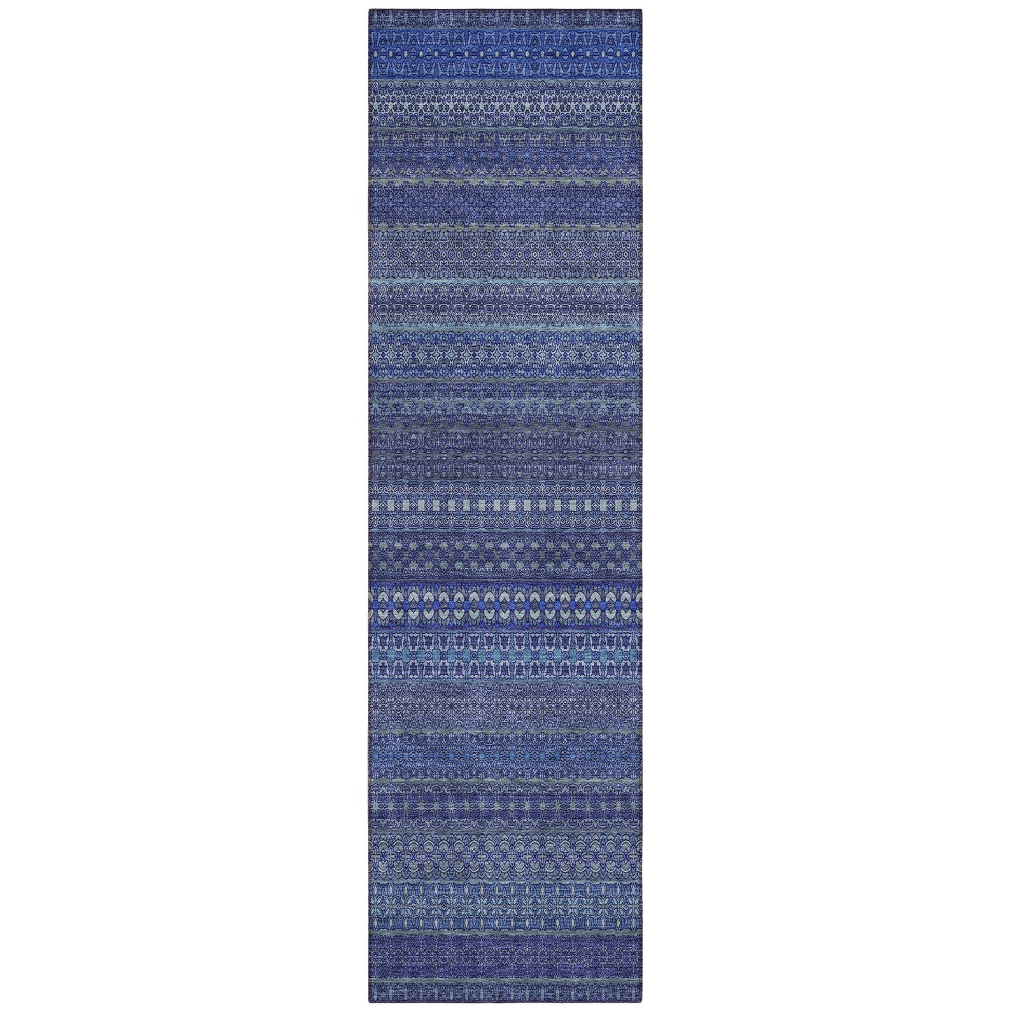Machine Washable Indoor/ Outdoor Moroccan Stripes Chantille Rug
