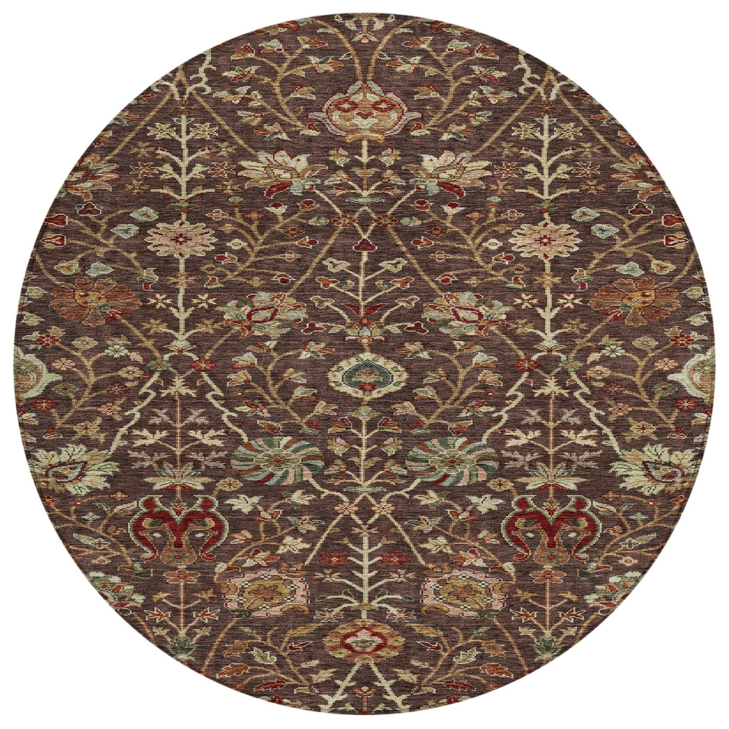 Machine Washable Indoor/ Outdoor Traditional Kashan Chantille Rug