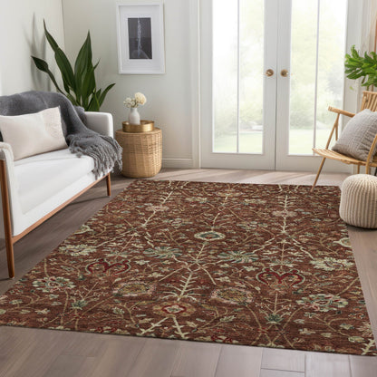 Machine Washable Indoor/ Outdoor Traditional Kashan Chantille Rug