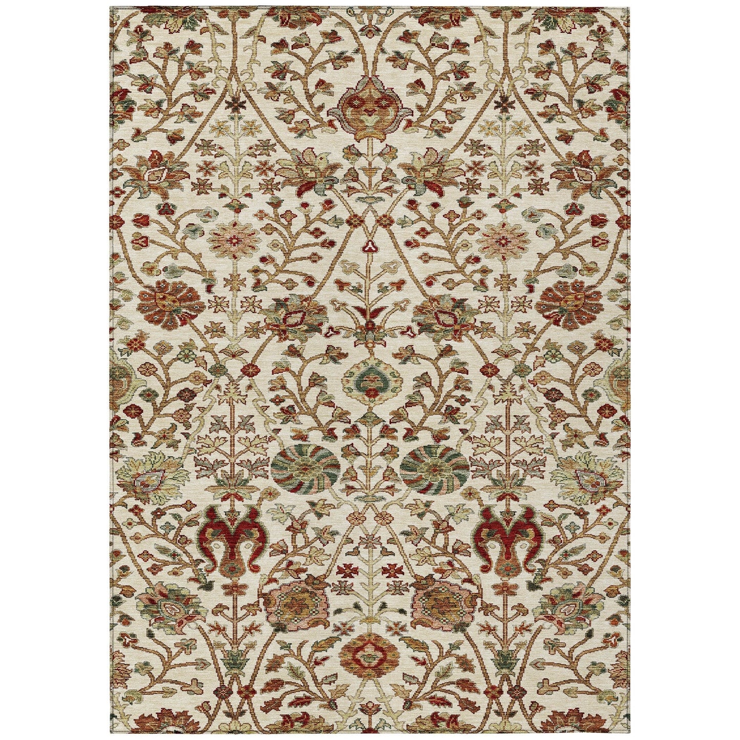 Machine Washable Indoor/ Outdoor Traditional Kashan Chantille Rug