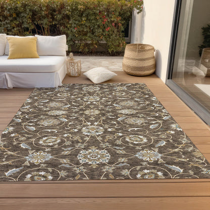 Machine Washable Indoor/ Outdoor Traditional KashanChantille Rug