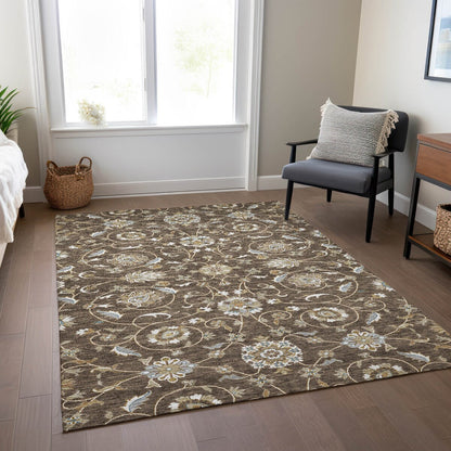 Machine Washable Indoor/ Outdoor Traditional KashanChantille Rug
