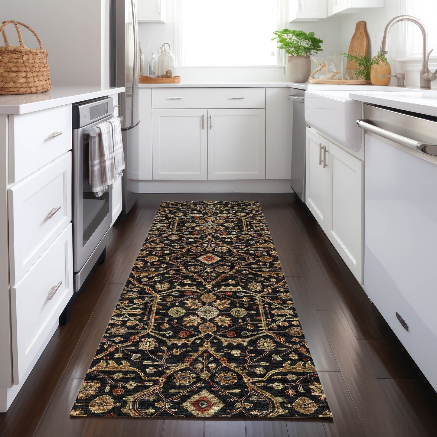 Machine Washable Indoor/ Outdoor Traditional Persian Chantille Rug