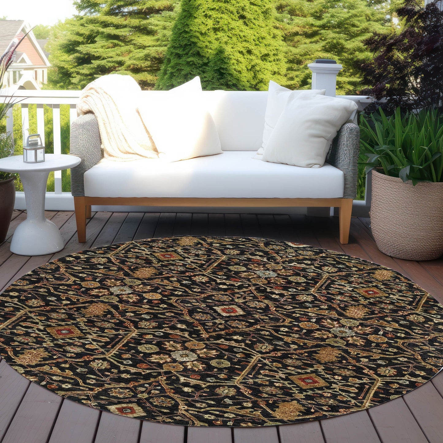 Machine Washable Indoor/ Outdoor Traditional Persian Chantille Rug