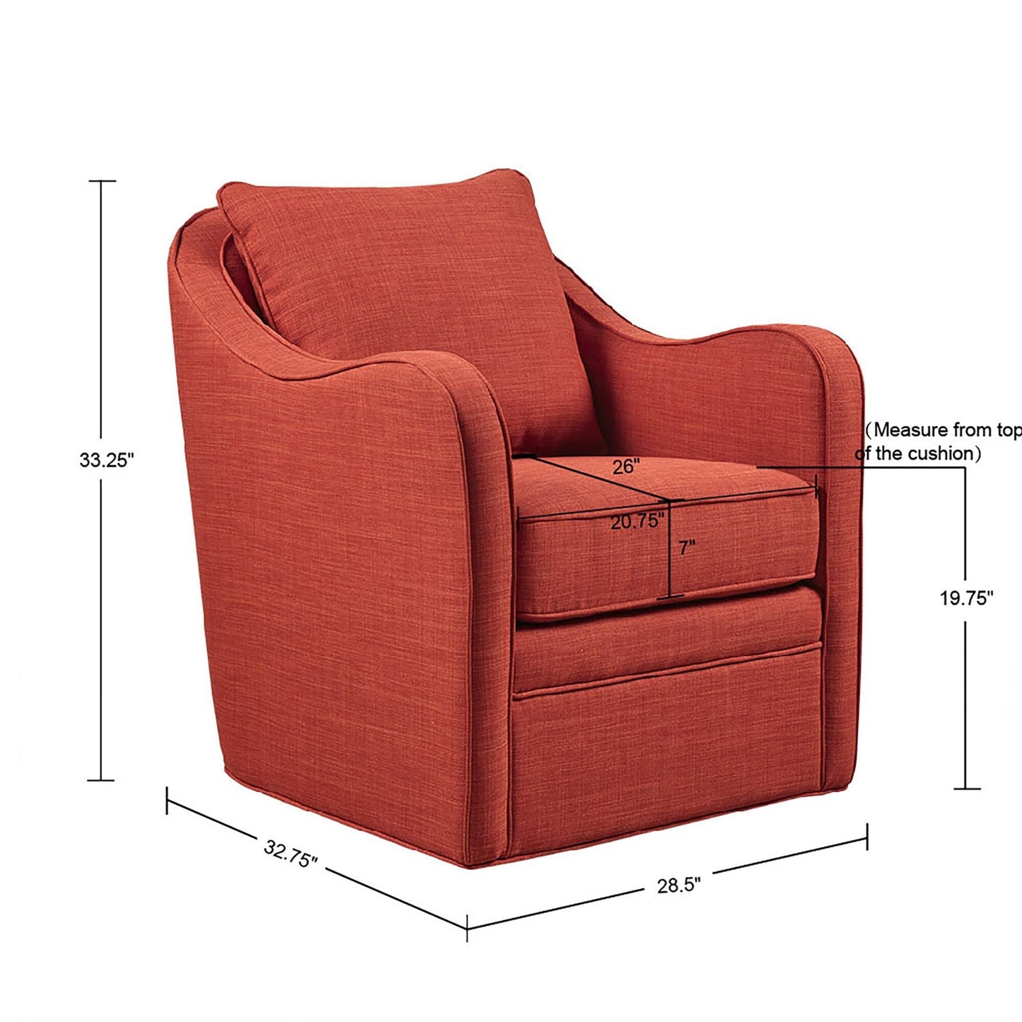Fauteuil pivotant à accoudoirs incurvés et rembourré Madison Park Betty
