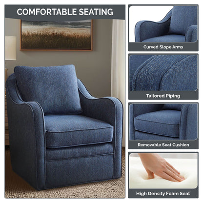 Fauteuil pivotant à accoudoirs incurvés et rembourré Madison Park Betty