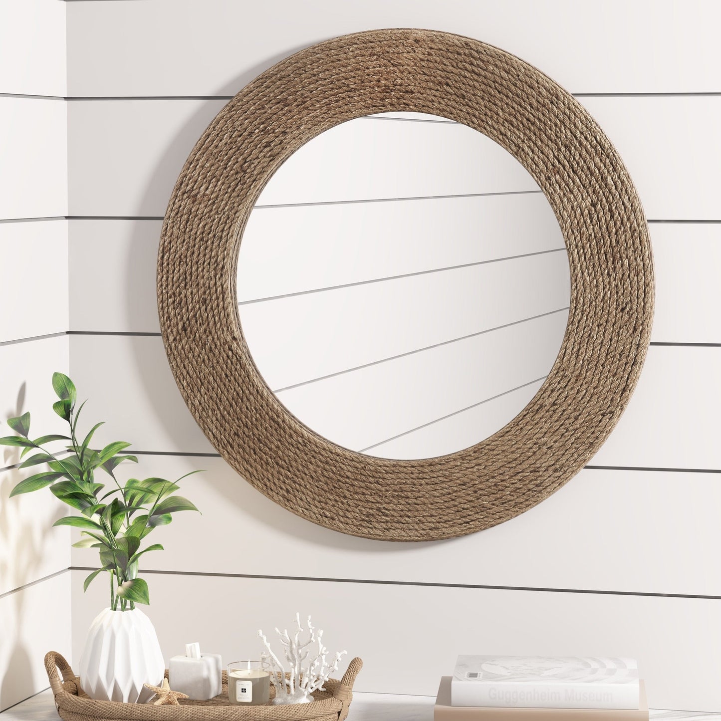 Miroir mural rond en corde de jute naturelle Madison Park Cove 26