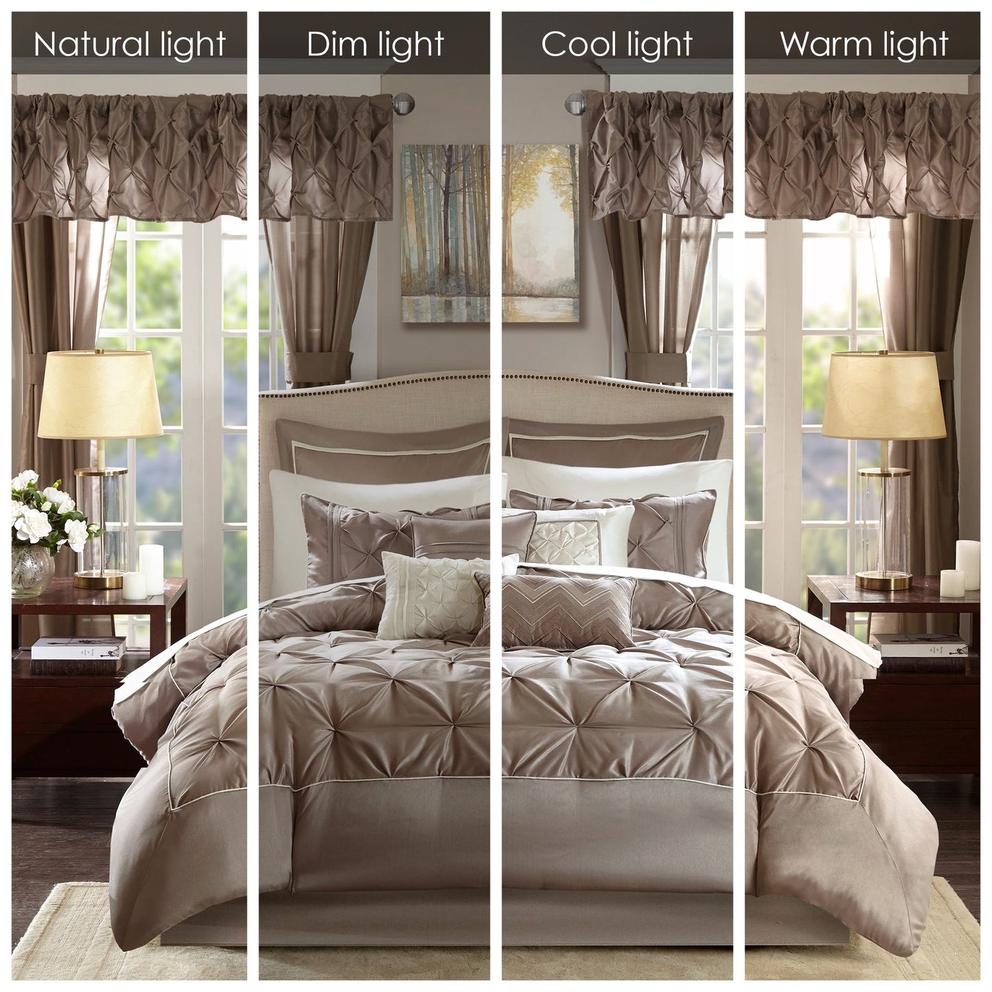 Madison Park Essentials Loretta, ensemble de 24 pièces pour chambre à coucher avec panneaux de fenêtre et ensemble de draps