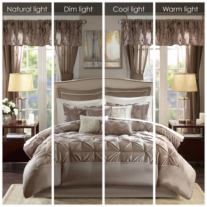 Madison Park Essentials Loretta, ensemble de 24 pièces pour chambre à coucher avec panneaux de fenêtre et ensemble de draps