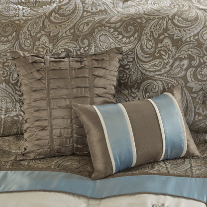 Ensemble de couette 7 pièces Madison Park Lorraine en jacquard bleu