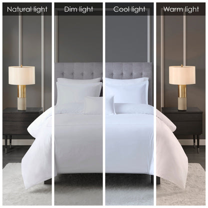 Ensemble de housse de couette brodée en satin de coton 100 % de la collection de luxe Madison Park Signature à 500 fils au pouce carré.