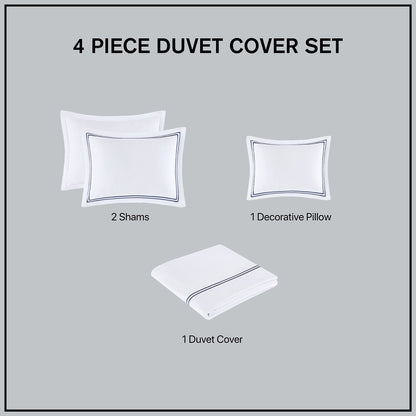 Ensemble de housse de couette brodée en satin de coton 100 % de la collection de luxe Madison Park Signature à 500 fils au pouce carré.