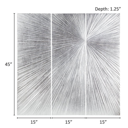 Ensemble de 3 tableaux muraux en résine multidimensionnelle, style triptyque, à motif de soleil rayonnant, peint à la main, de la marque Madison Park Signature.