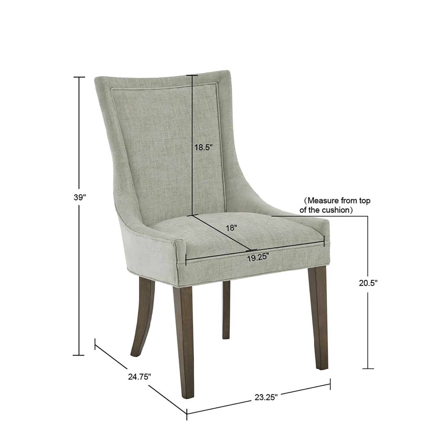Madison Park Signature Ultra Fauteuils de salle à manger capitonnés avec pieds en bois (lot de 2) - N/A