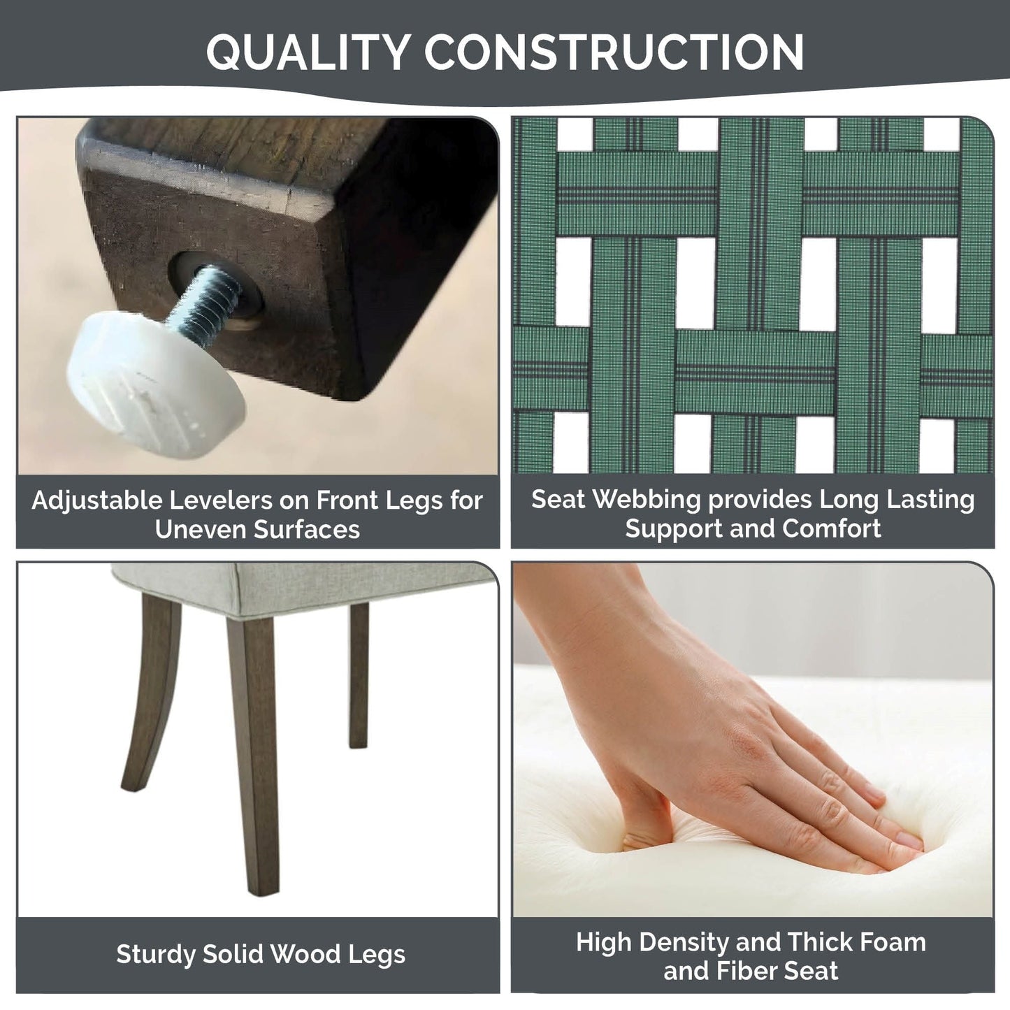 Madison Park Signature Ultra Fauteuils de salle à manger capitonnés avec pieds en bois (lot de 2) - N/A