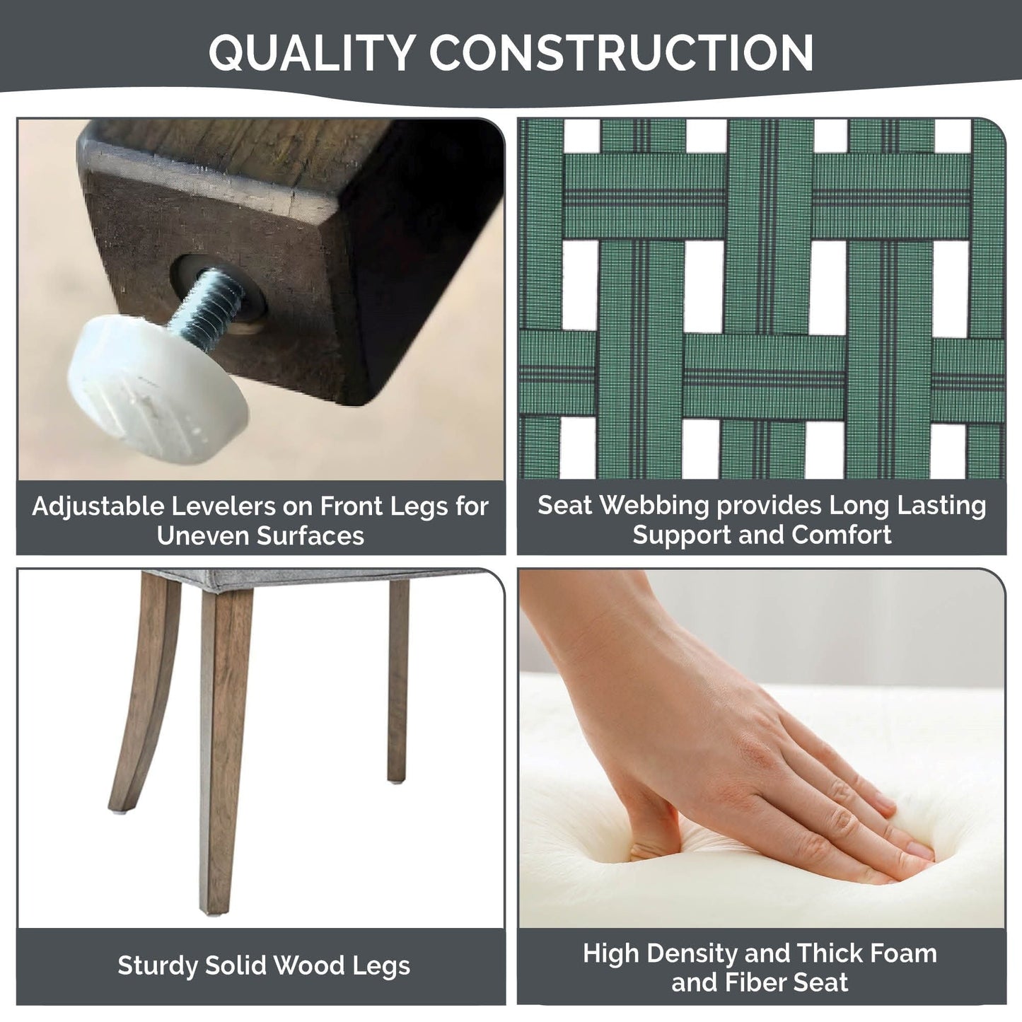 Madison Park Signature Ultra Fauteuils de salle à manger capitonnés avec pieds en bois (lot de 2) - N/A