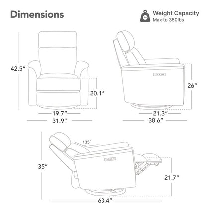 Fauteuil pivotant inclinable pour chambre d'enfant Maire Power avec veilleuse