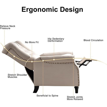 Fauteuil inclinable à bascule, fauteuil en tissu à bascule avec décorations à rivets, fauteuil d'appoint pour salon.