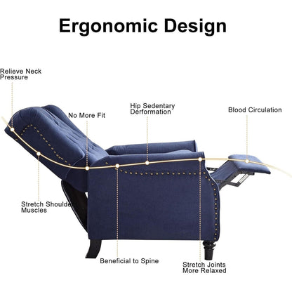 Fauteuil inclinable à bascule, fauteuil en tissu à bascule avec décorations à rivets, fauteuil d'appoint pour salon.