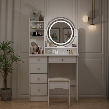 Ensemble de coiffeuse avec miroir à écran tactile et tabouret