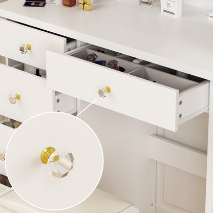 Ensemble de coiffeuse avec miroir à écran tactile et tabouret