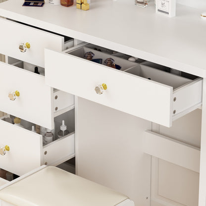 Ensemble de coiffeuse avec miroir à écran tactile et tabouret