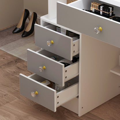 Ensemble de coiffeuse avec miroir et tabouret