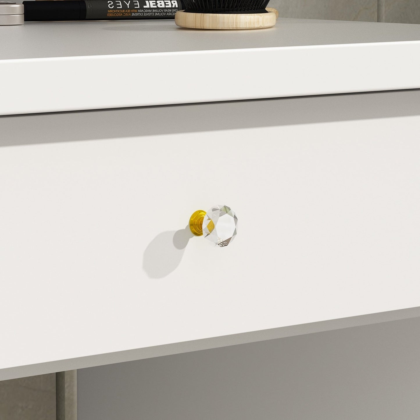 Table de maquillage avec miroir et tabouret à éclairage LED