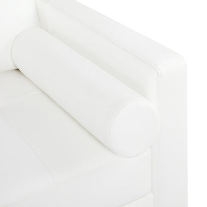 Canapé moderne en cuir véritable avec pieds en bois et coussin supplémentaire.