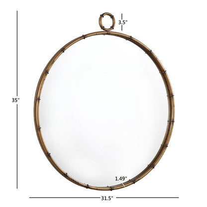 Marza Miroir mural rond avec finition laiton antique par iNSPIRE Q Modern