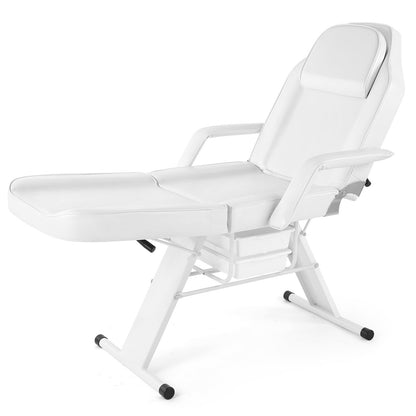 Chaise de salon de massage, chaise de tatouage, lit de spa, lit de soins du visage, blanc.