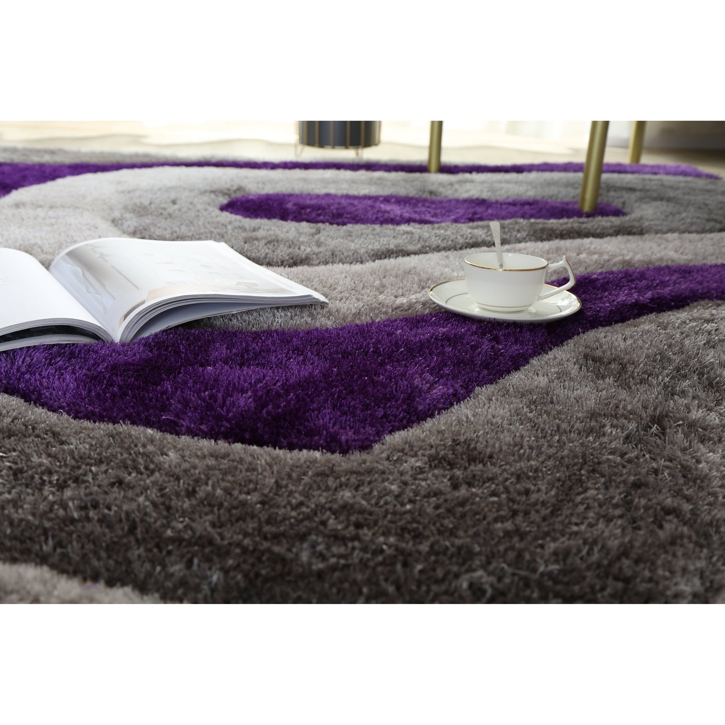 Tapis de sol abstrait à poils longs Mateos