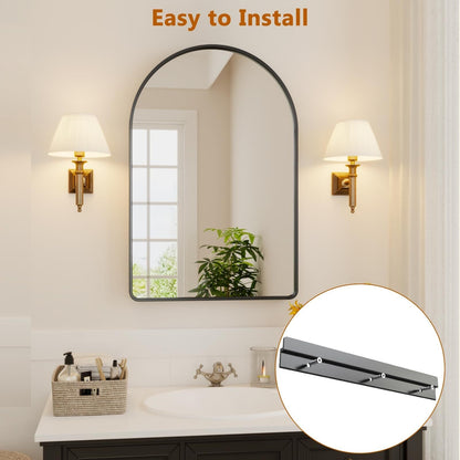 Matte Black Round Mirror