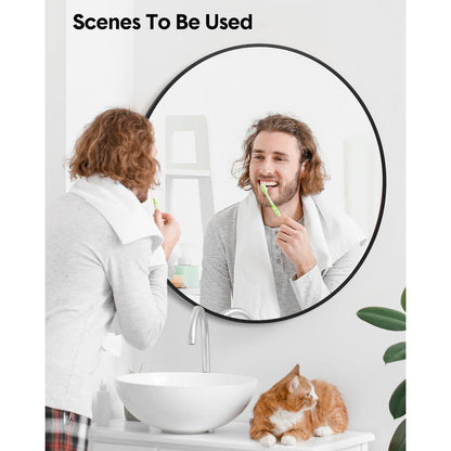 Matte Black Round Mirror