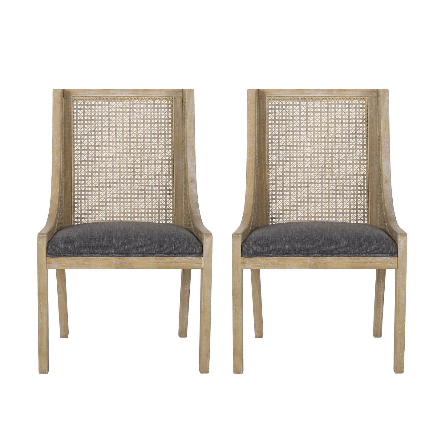 Chaises de salle à manger rembourrées en osier et bois Maurers (lot de 2) par Christopher Knight Home