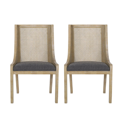 Chaises de salle à manger rembourrées en osier et bois Maurers (lot de 2) par Christopher Knight Home