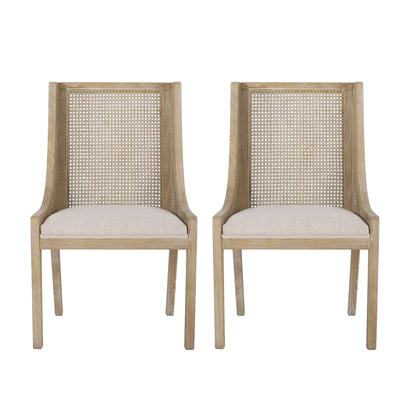 Chaises de salle à manger rembourrées en osier et bois Maurers (lot de 2) par Christopher Knight Home
