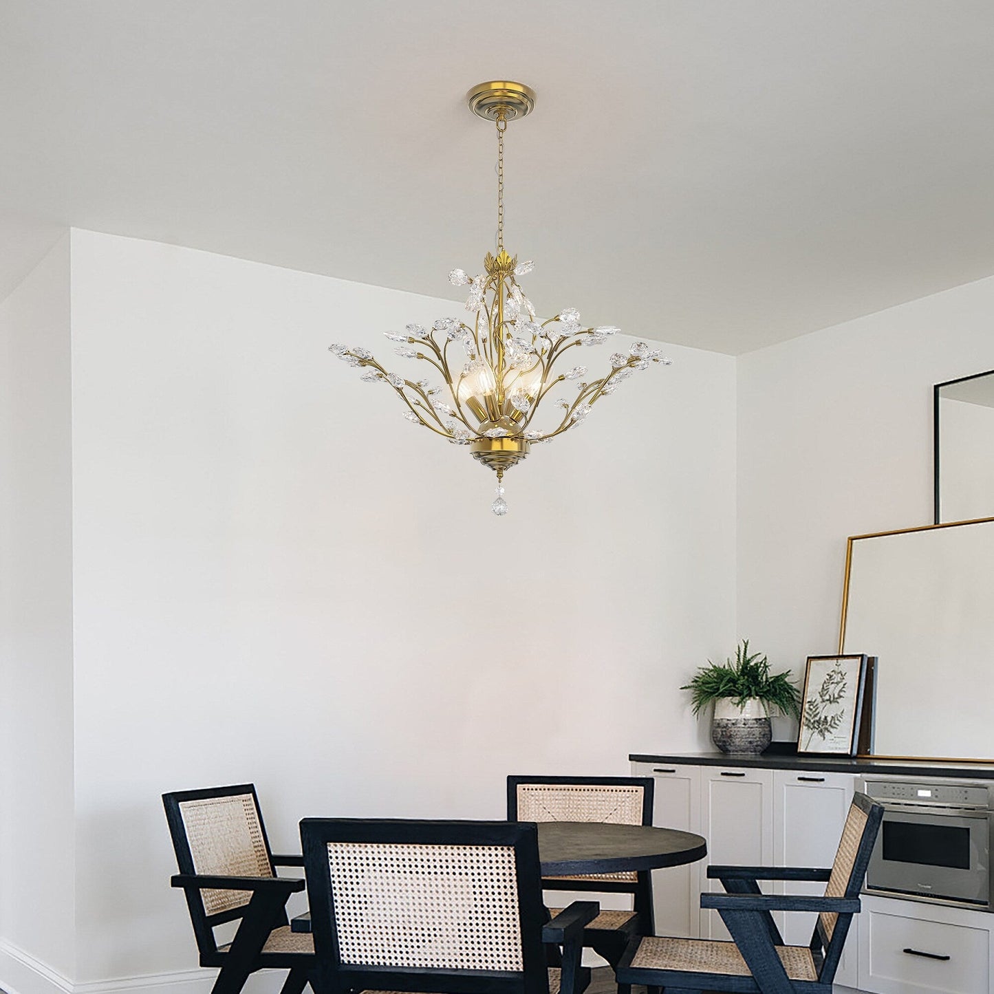 Maxax 4 - Lustre unique classique/traditionnel à 4 lumières avec accents en cristal