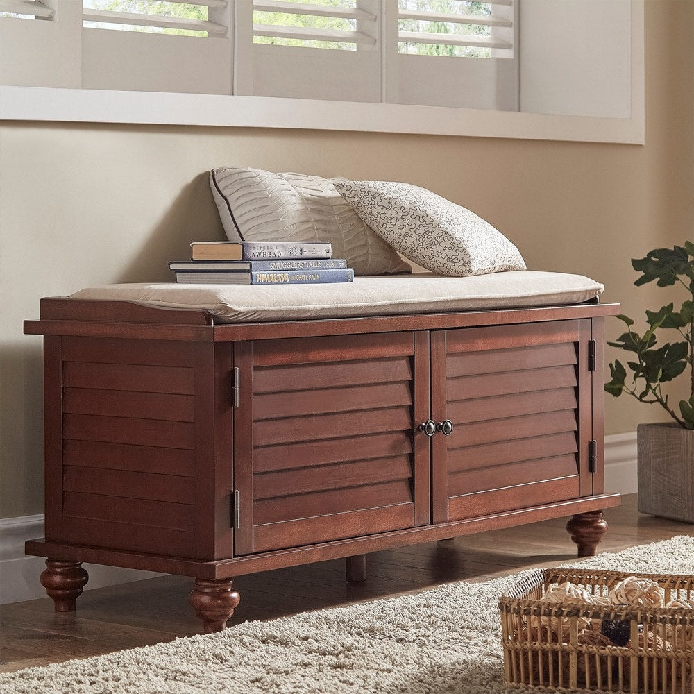 Banc de rangement à porte à volet avec coussin en velours Maybelle par iNSPIRE Q Classic