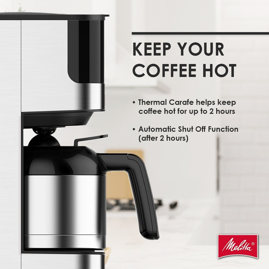 Machine à café goutte-à-goutte Melitta Aroma Tocco 8 tasses avec carafe isotherme et écran tactile