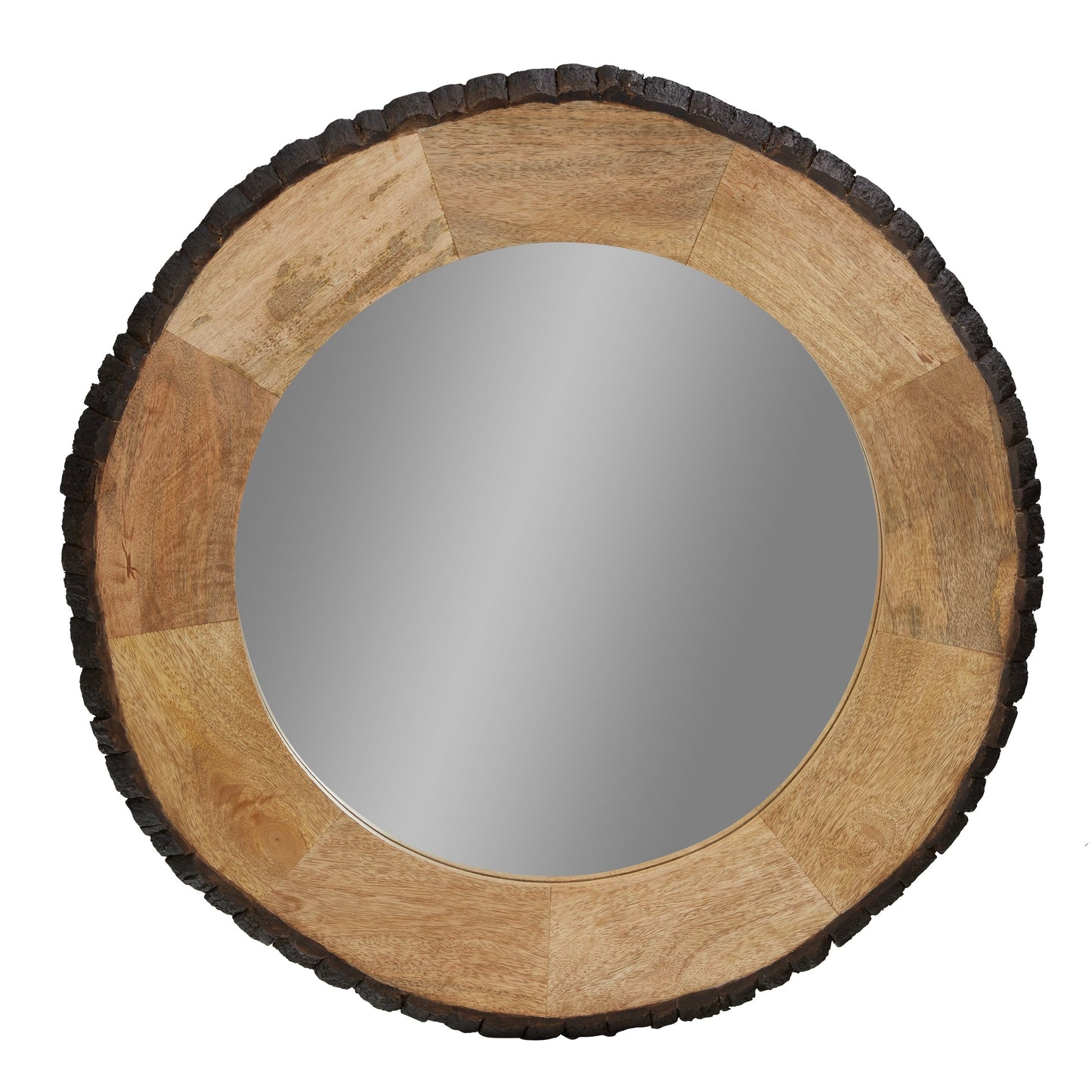 Miroir mural rond en bois avec bord naturel Meredith de River of Goods - 77,5 x 2,5 x 77,5 cm