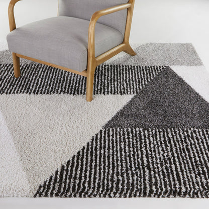 Merril Mid-century Modern Color Block Shag Area Rug