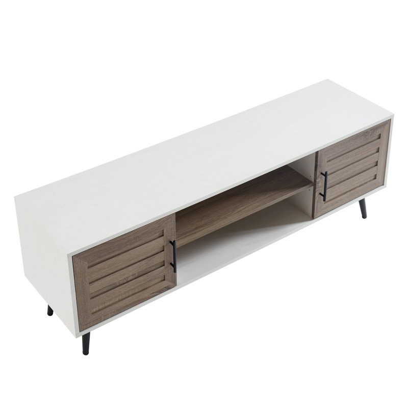 Meuble TV style Mid-Century Modern pour téléviseurs jusqu'à 70 pouces, meuble multimédia - 52 cm (H) x 150 cm (L) x 39 cm (P)