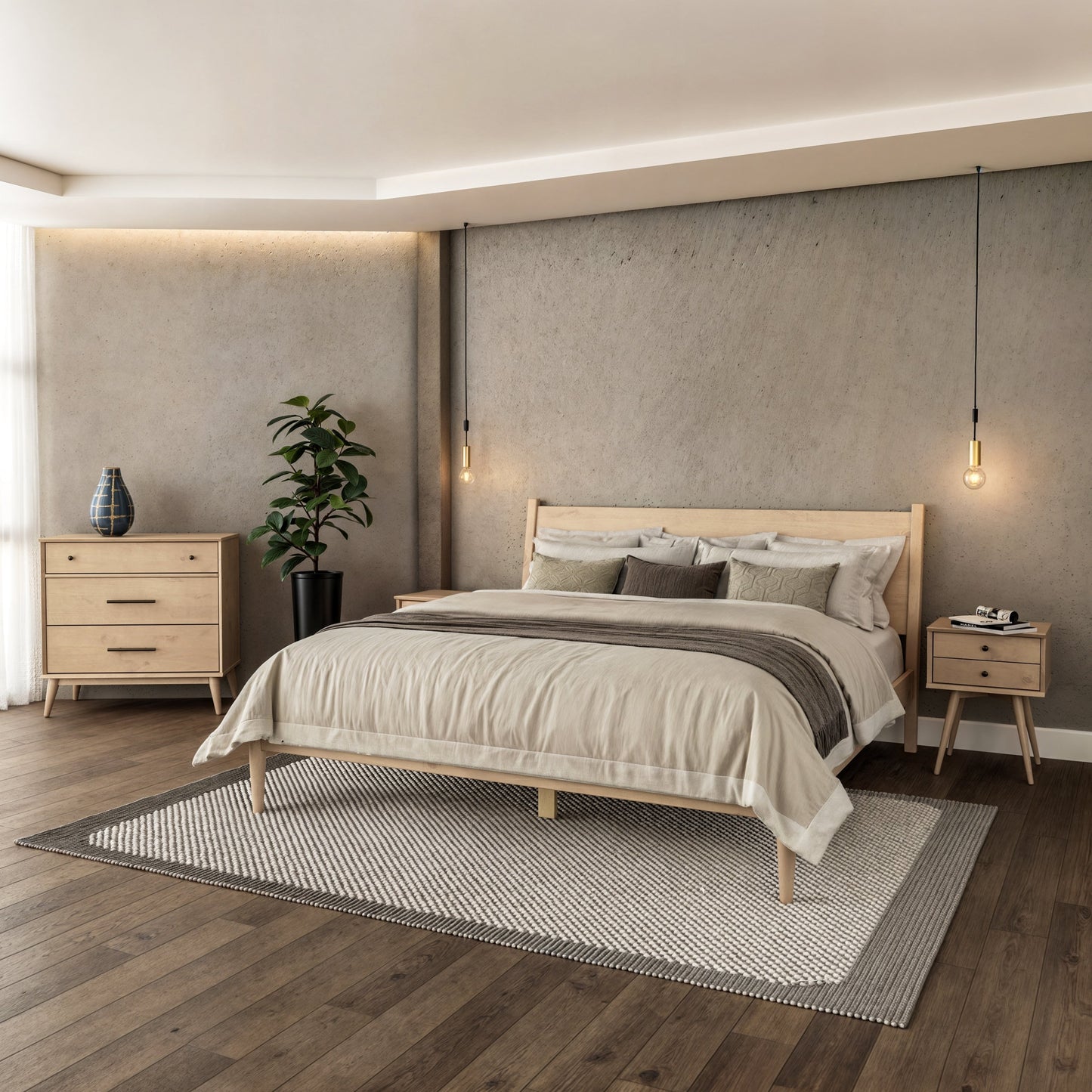 Lit à panneaux de style milieu de siècle