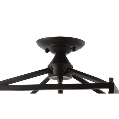 Milton Mini Lantern 4-Light Iron Modern Farmhouse LED Flush Mount, by JONATHAN Y