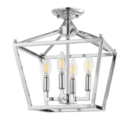 Milton Mini Lantern 4-Light Iron Modern Farmhouse LED Flush Mount, by JONATHAN Y