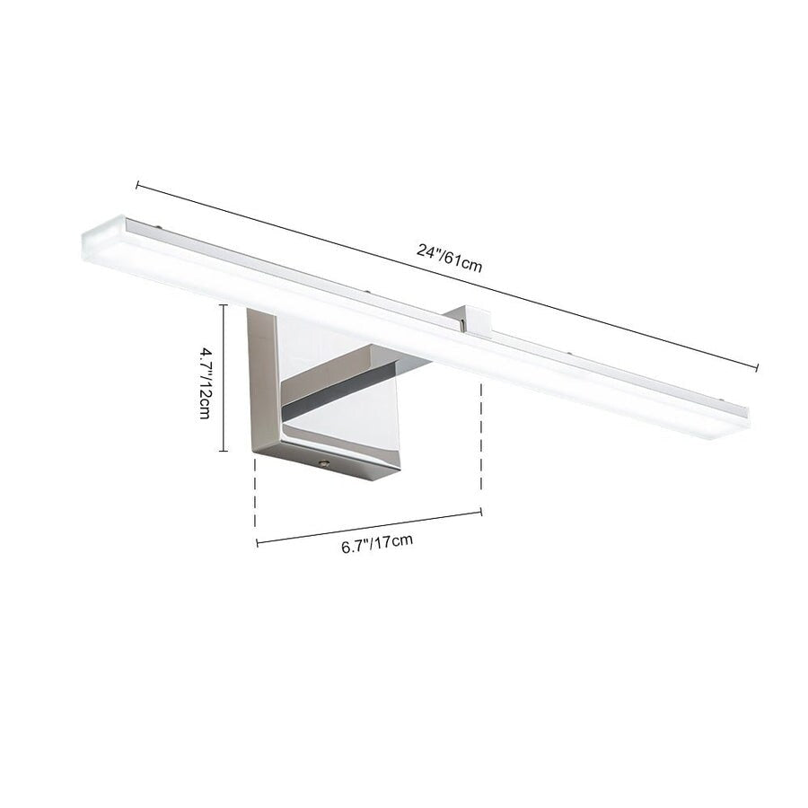 Barre lumineuse à LED linéaire pour meuble-lavabo, chromée, à intensité variable, style minimaliste