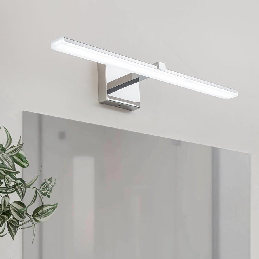 Barre lumineuse à LED linéaire pour meuble-lavabo, chromée, à intensité variable, style minimaliste